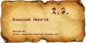 Koncsek Henrik névjegykártya